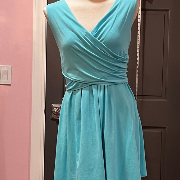 Free with Purchase Turquoise Sleeveless Faux Wrap Dress - Picture 1 of 8
